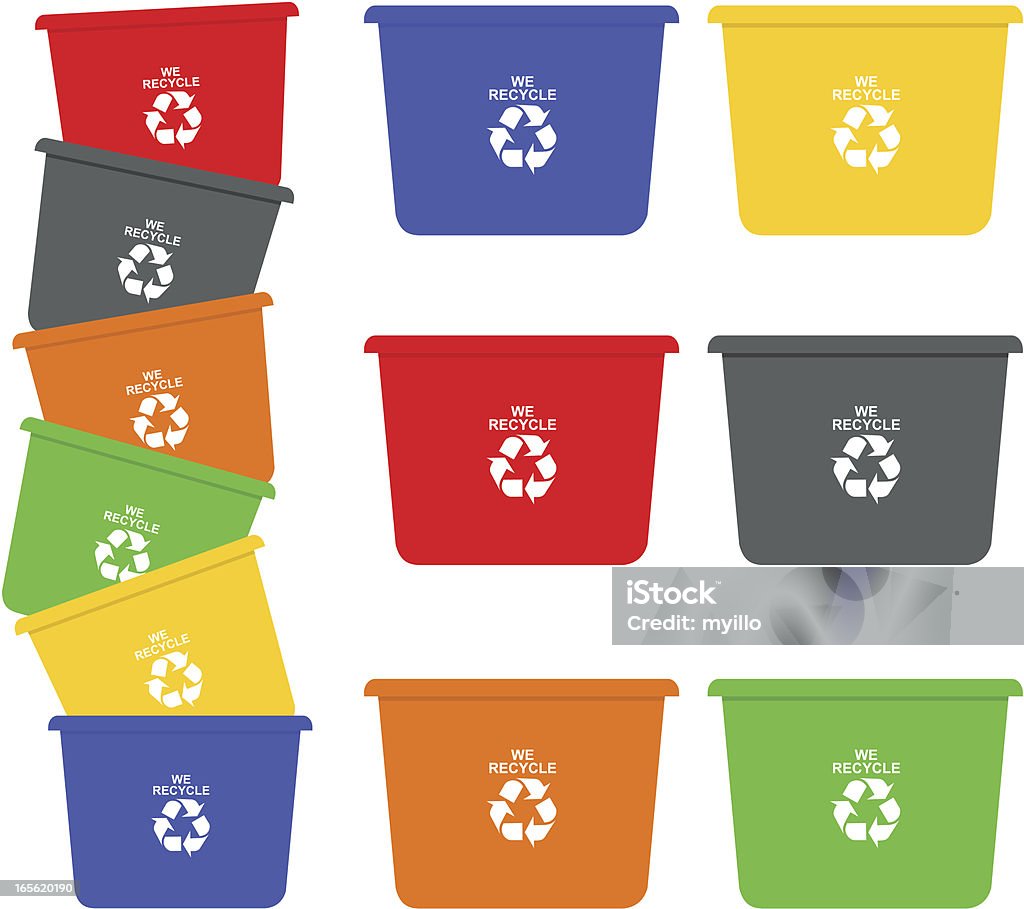 Contenedores de reciclaje - arte vectorial de Papelera de reciclaje libre de derechos