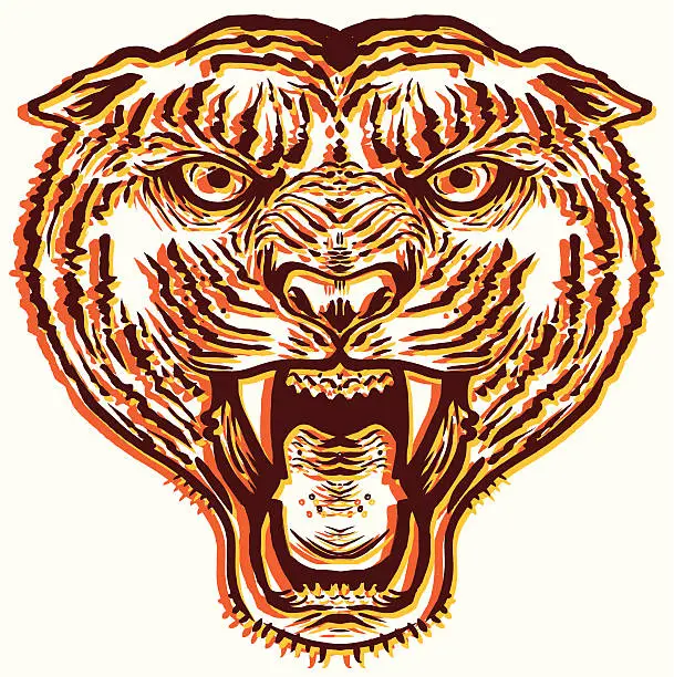 Vector illustration of Retro Tiger Illustration