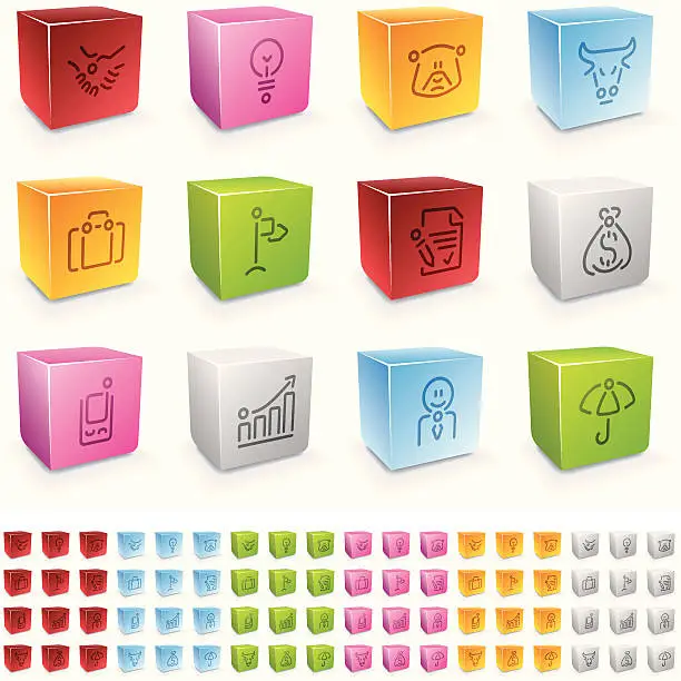Vector illustration of business icons - colores cubo series