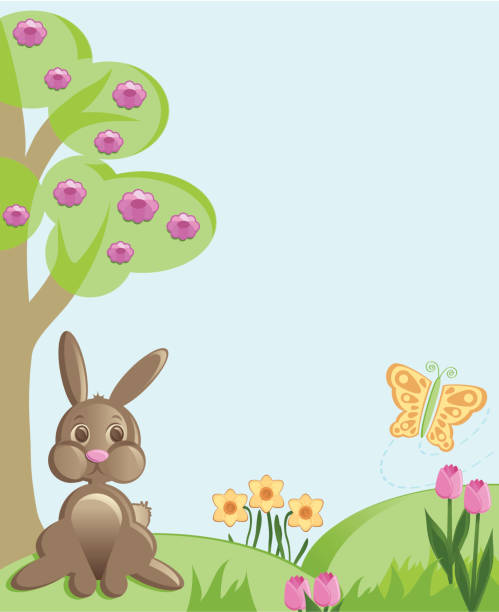 Springtime Border vector art illustration