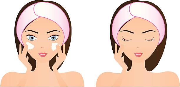 Face Washing (Pink) vector art illustration