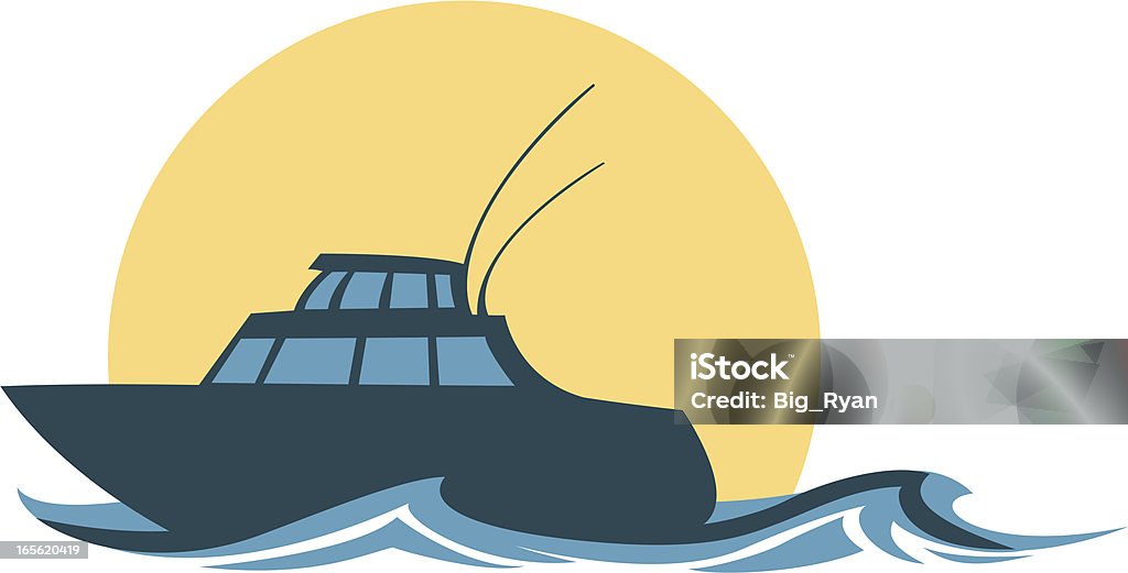 Pesca en bote - arte vectorial de Barco pesquero libre de derechos