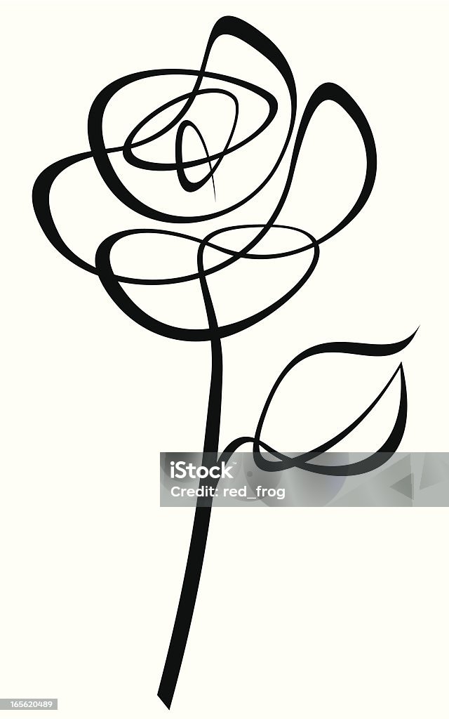 Lineart Rose Two credits line art drawing of a Rose. The leaf is a separate object and can be removed. Rose - Flower stock vector