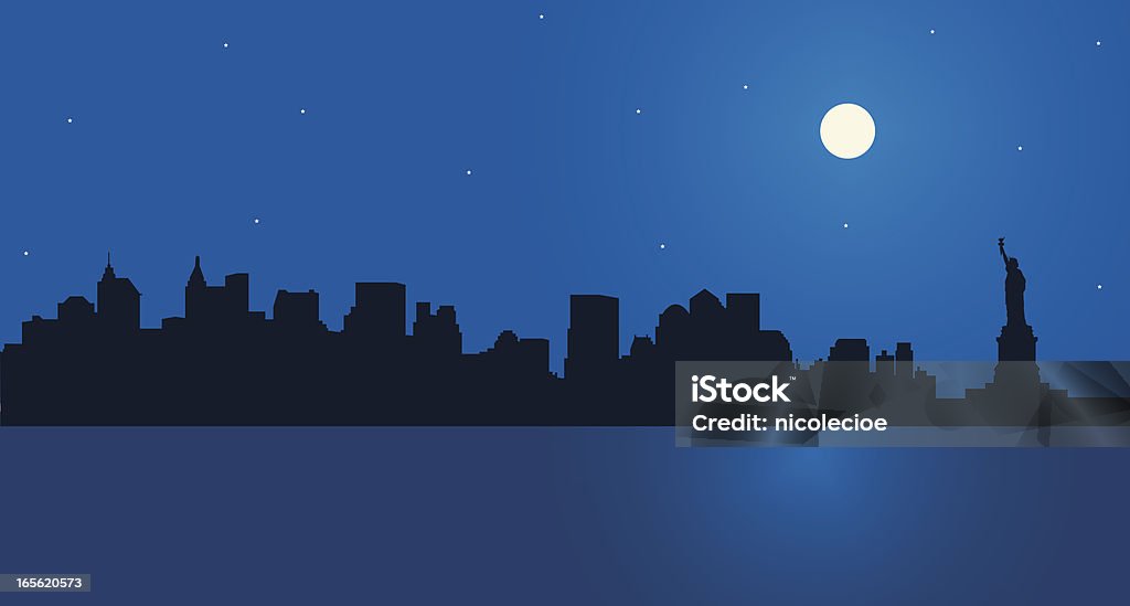 New York Skyline Vector illustration of the Statue of Liberty and downtown Manhattan, as seen across the Hudson River. View my other New York City illustrations: American Culture stock vector