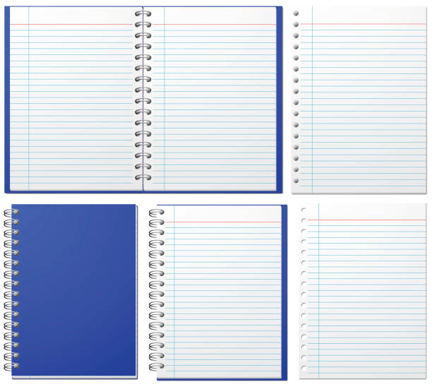 blue kołonotatnik - workbook lined paper paper striped stock illustrations