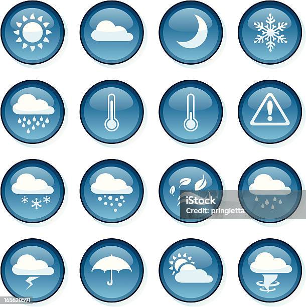Botões De Tempo - Arte vetorial de stock e mais imagens de A nevar - A nevar, Azul, Chuva