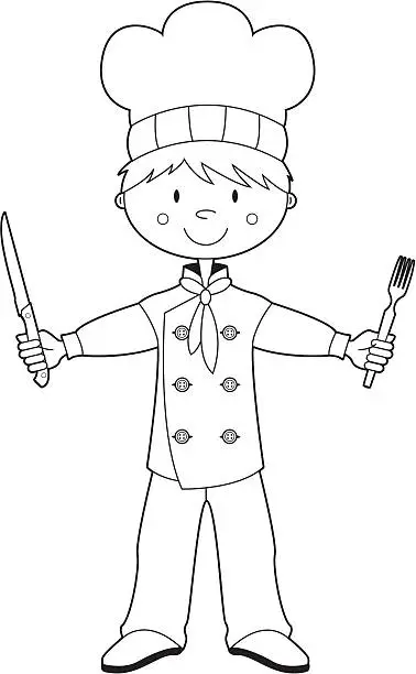 Vector illustration of Colour In Chef Character