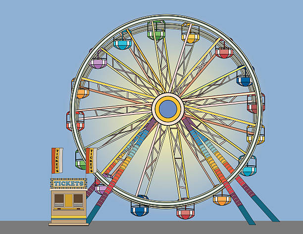 Bекторная иллюстрация Стенд и билет на колесо обозрения