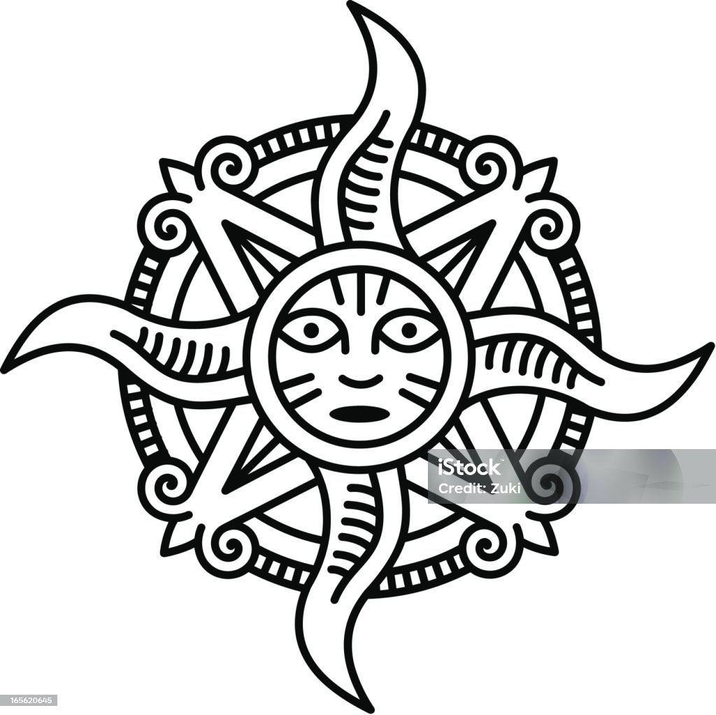 Nativo de sol - arte vectorial de Tonatiuh libre de derechos