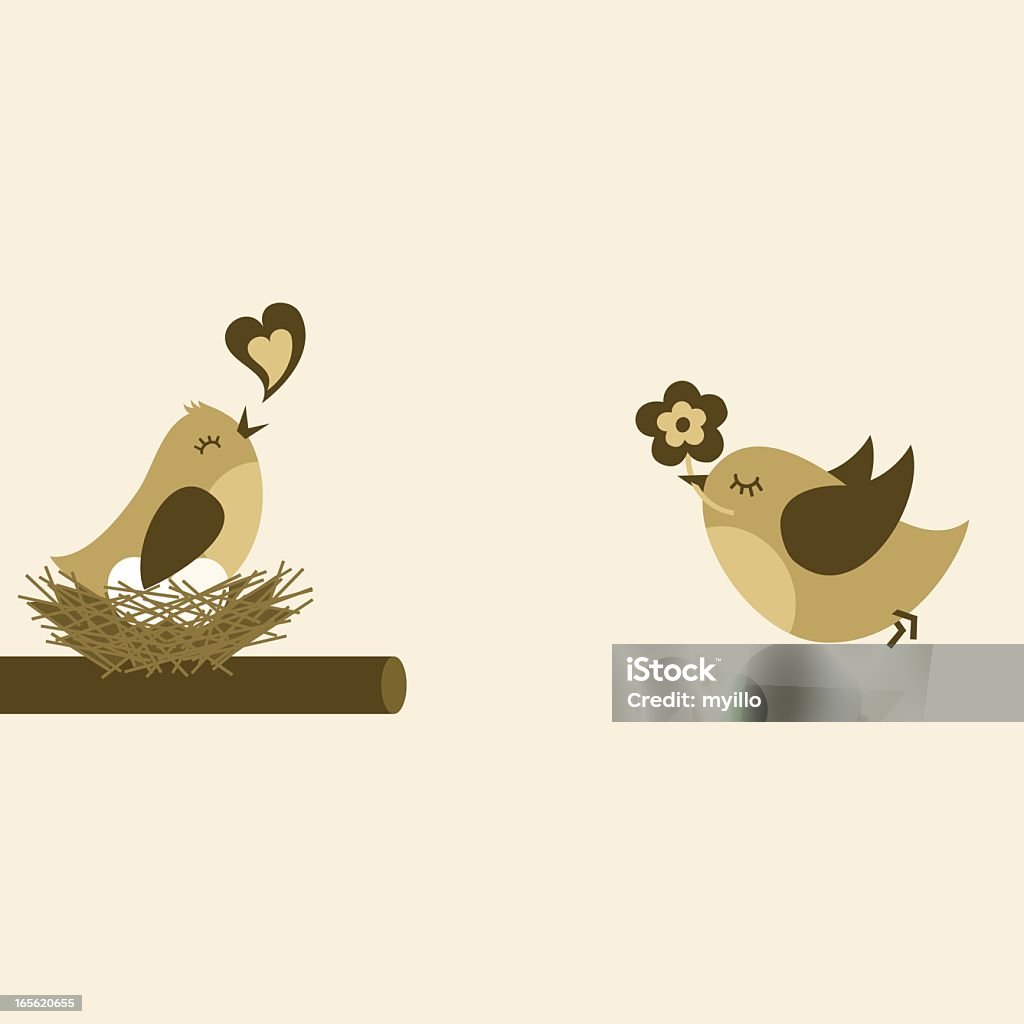 couple d'oiseaux - clipart vectoriel de Nid libre de droits