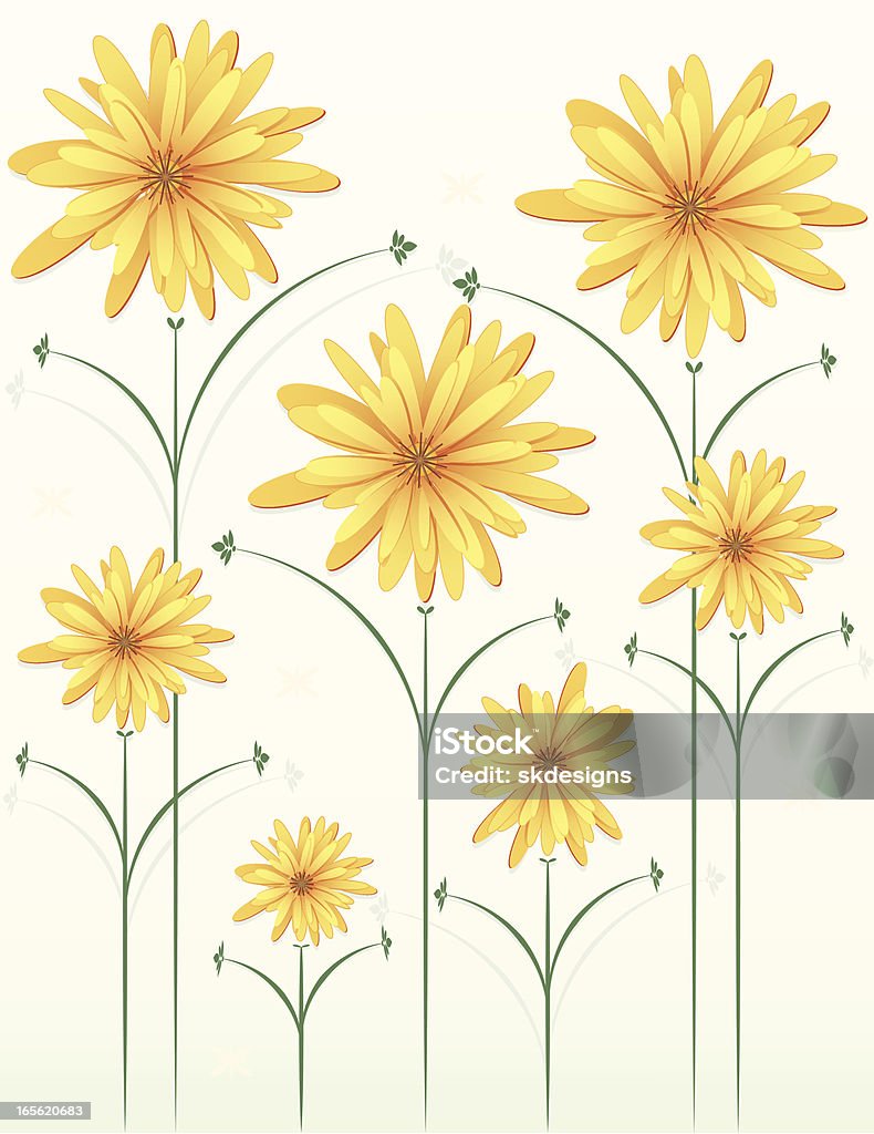 Chrysanthemums Floral Design or Repeatable Flower Border Stylized chrysanthemums design with curving stems and leaves. Could also be used as border or repeatable border background design. Beauty stock vector