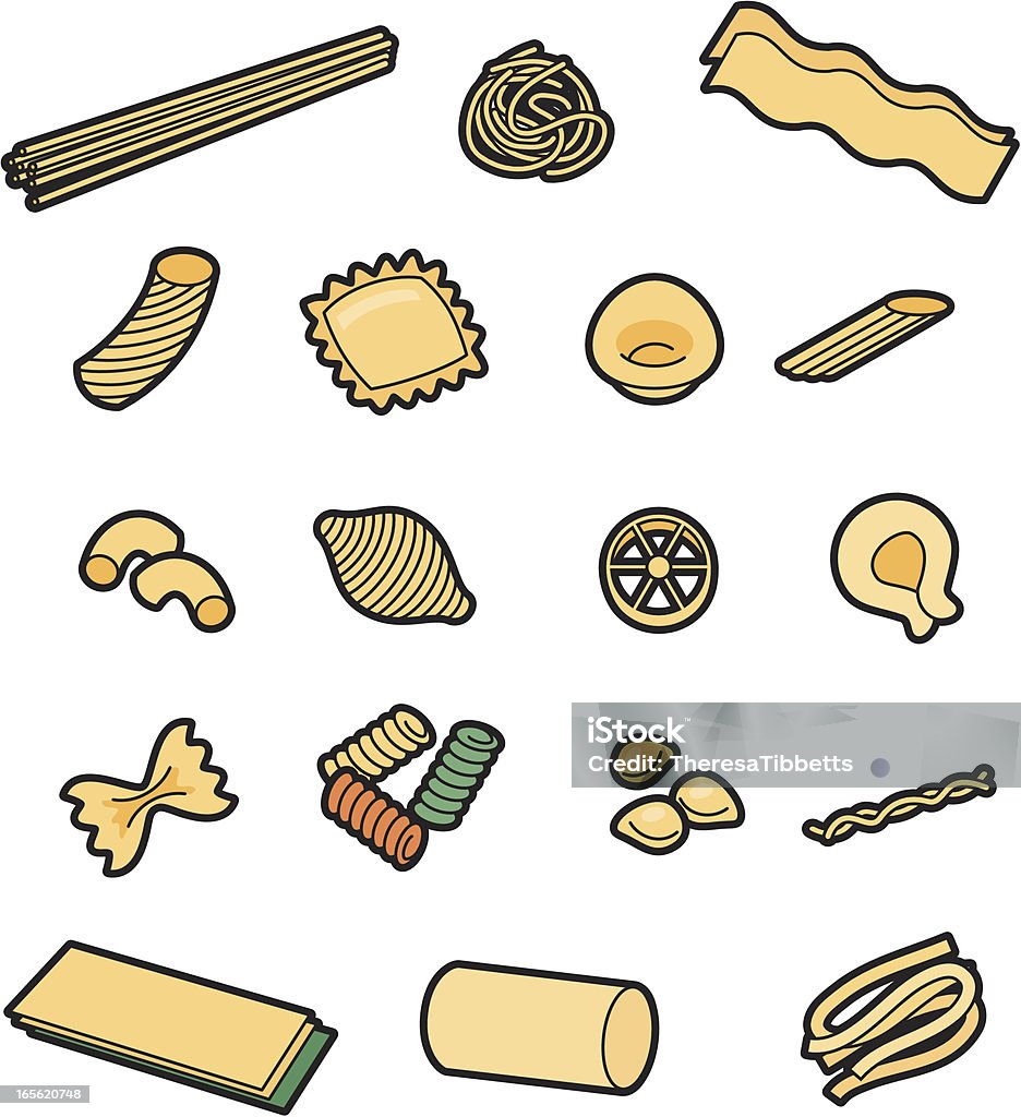 Pasta A selection of different types of pasta. Click below for more food and drink images Pasta stock vector