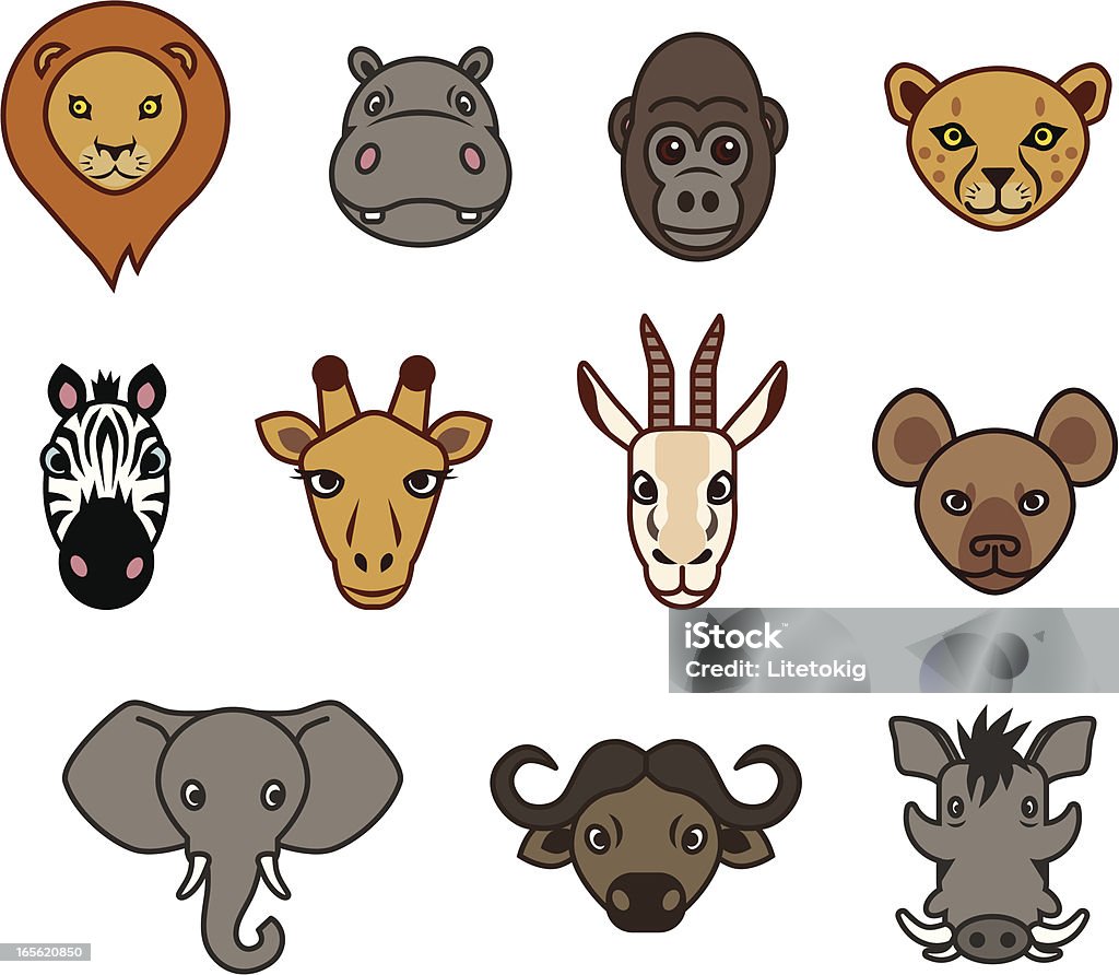 African animal Animal faces in an african theme. Cheetah stock vector