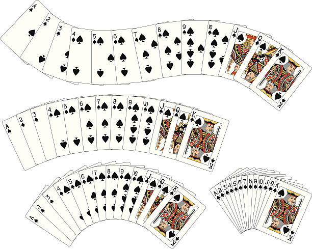 spade anzug flush spielkarten - number 9 king card cards letter k stock-grafiken, -clipart, -cartoons und -symbole