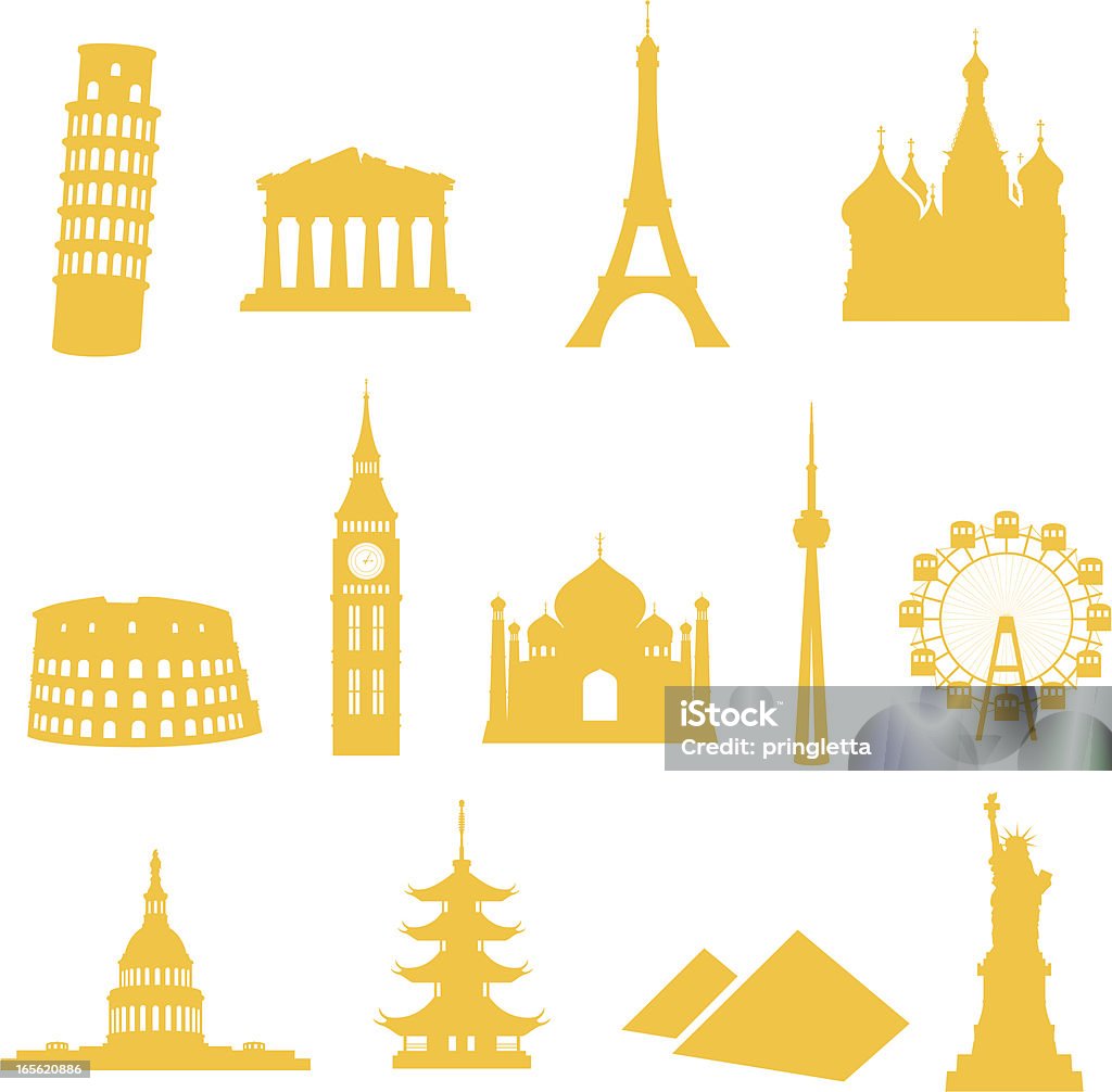 Значки «Landmark» - Векторная графика Эйфелева башня роялти-фри