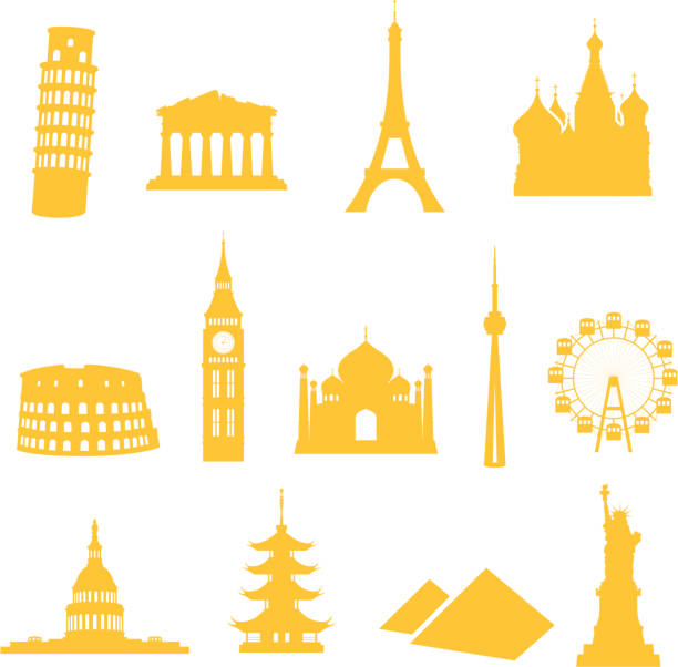 Landmark Icons 13 gradient free landmark icons - easy to change colour. onion dome stock illustrations