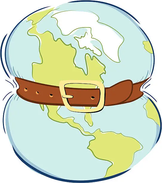 Vector illustration of Global Belt Tightening