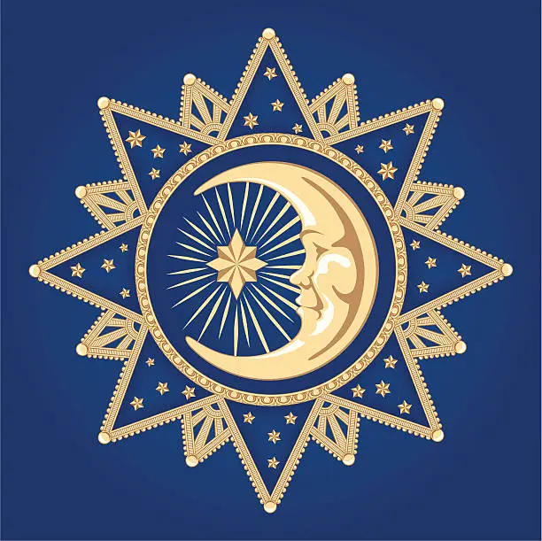 Vector illustration of Celestial Moon Ornament