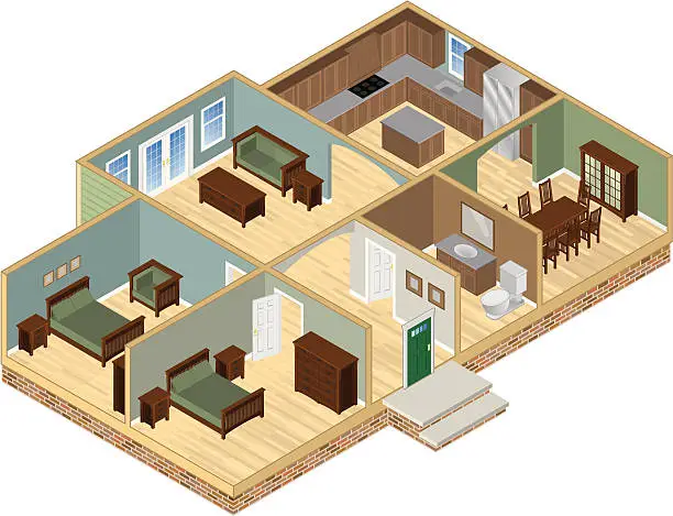 Vector illustration of House Cutaway