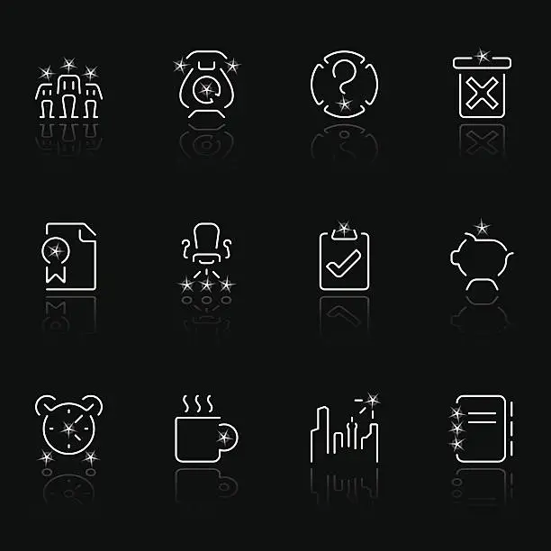 Vector illustration of office icons - negro estrella