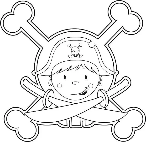 Vector illustration of Cute Pirate Boy Icon