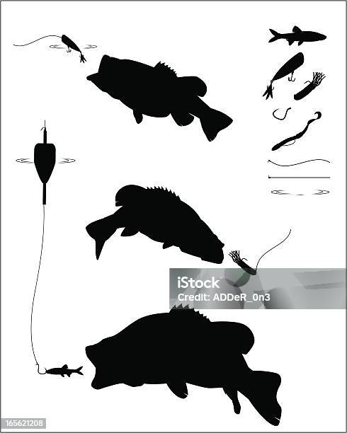 Ilustración de Bass Silueta De Pesca y más Vectores Libres de Derechos de Pez - Pez, Industria de la pesca, Pescar