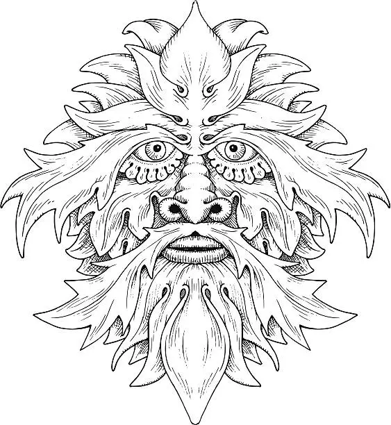 Vector illustration of Leafy Face