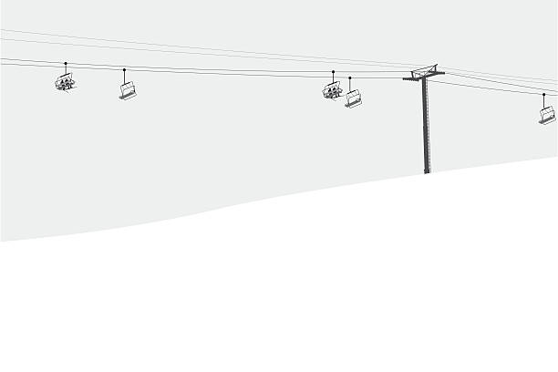 スキーリフト - mountain skiing ski lift silhouette点のイラスト素材／クリップアート素材／マンガ素材／アイコン��素材