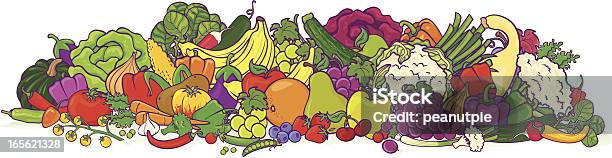Piatto Di Frutta Grande Vegetariano Illustrazioni Gruppo - Immagini vettoriali stock e altre immagini di Frutta