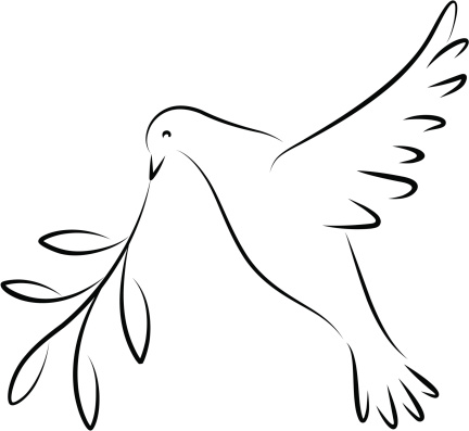 Peace dove with olive branch.