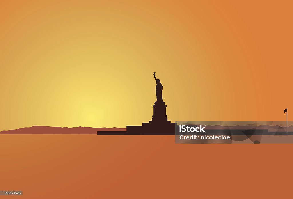 Liberty Island - Vetor de Ilha Ellis royalty-free