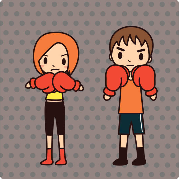 kampf der geschlechter - fist women punching asian ethnicity stock-grafiken, -clipart, -cartoons und -symbole