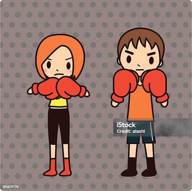 남녀간의 싸움 근육질 체격에 대한 스톡 벡터 아트 및 기타 이미지 - 근육질 체격, 소년, 십대 소녀