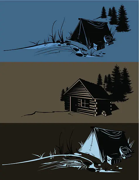 Vector illustration of camp sites