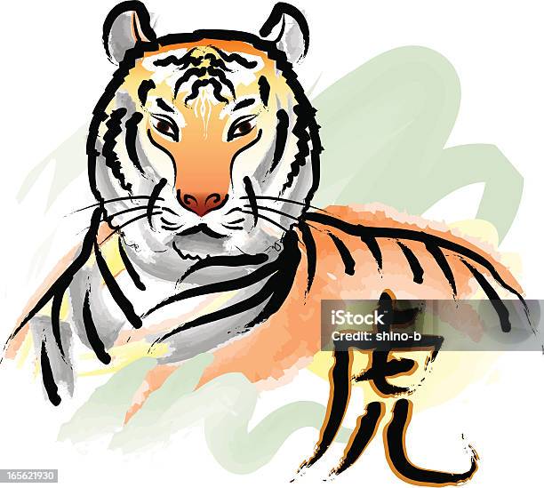 Ilustración de El Año De Tigre y más Vectores Libres de Derechos de Diseño de trazado - Diseño de trazado, Signo del zodíaco chino, Animal