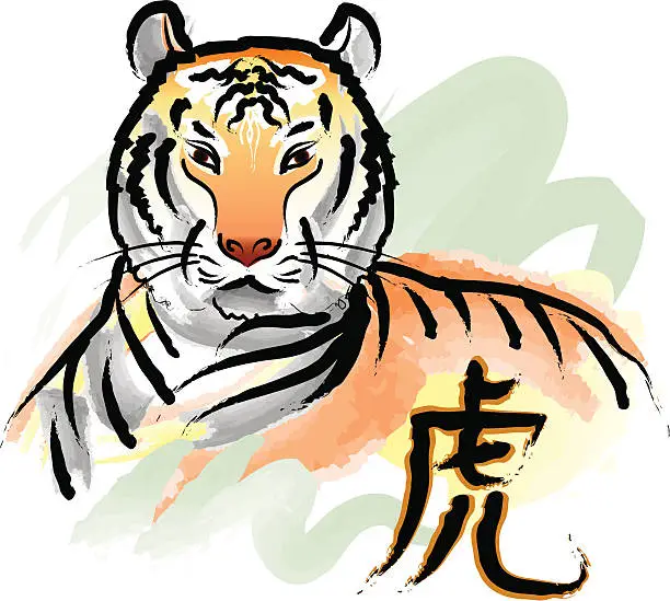 Vector illustration of The year of tiger