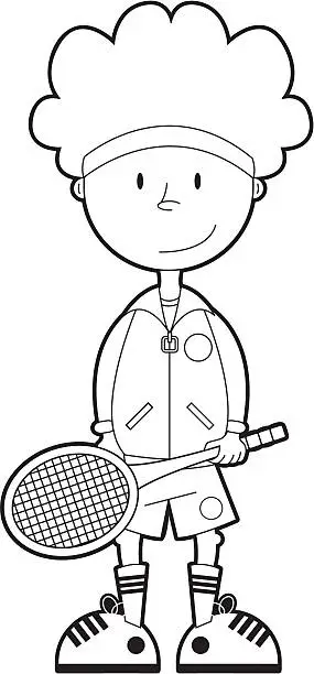 Vector illustration of Colour In Tennis Boy