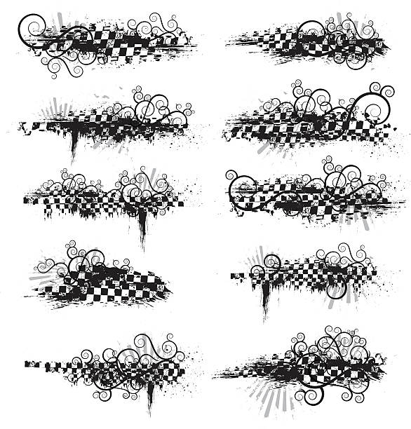 checkered flourish vector art illustration