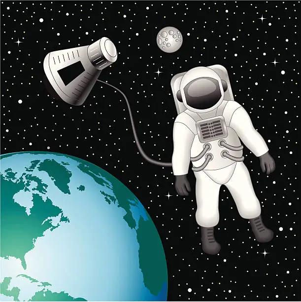 Vector illustration of Astronaut floating above the Earth