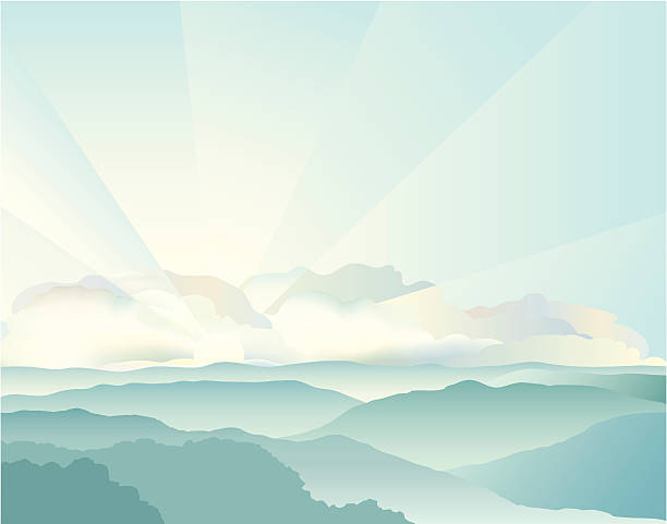 ilustraciones, imágenes clip art, dibujos animados e iconos de stock de montañas al amanecer - blue ridge mountains mountain mountain range appalachian mountains
