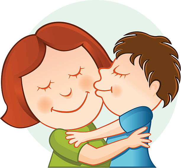 Mother And Son Stock Illustration - Download Image Now - Kissing, Mother,  Child - iStock