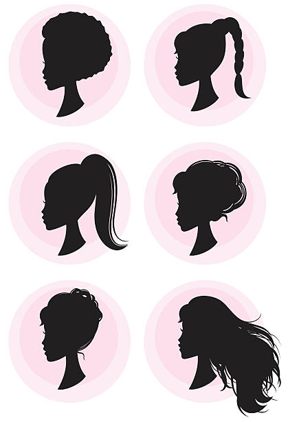 ガーリーなヘア - hair bun hairstyle women hair back点のイラスト素材／クリップアート素材／マンガ素材／アイコン素材