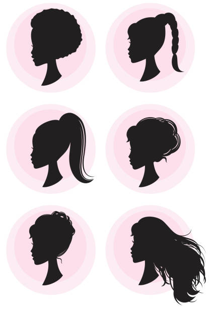 Girly Hairstyles A selection of six vintage style girls with different hairstyles. Click below for more spa and beauty images short weave hairstyles stock illustrations