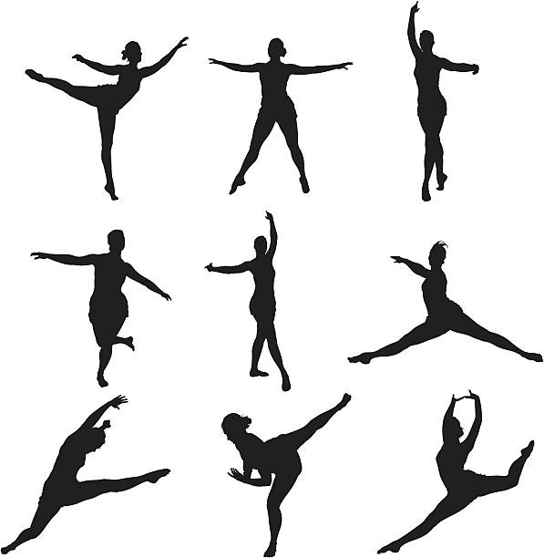 ballett-tänzerin silhouetten - silhouette ballet dancer the splits dancing stock-grafiken, -clipart, -cartoons und -symbole