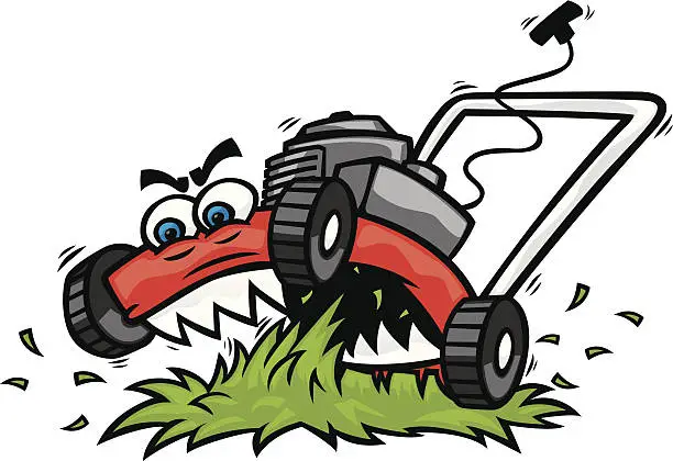 Vector illustration of ragin lawnmower