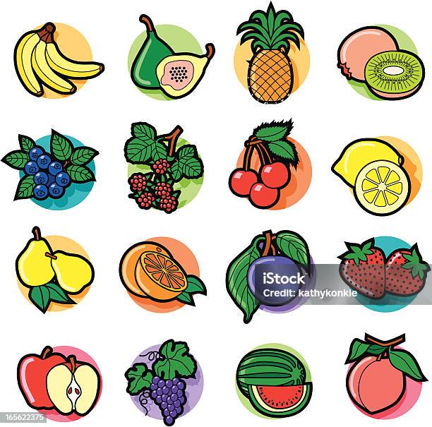 Colorful Fruit Icons Stock Illustration - Download Image Now - Fruit, Cartoon, Pineapple