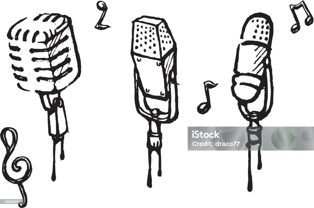 Vintage Microphone set Vectorized microphone collection in different designs, with high resolution jpeg. Microphone stock vector