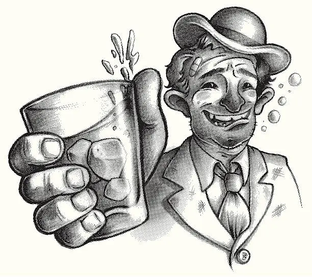 Vector illustration of vintage style drunk or wino