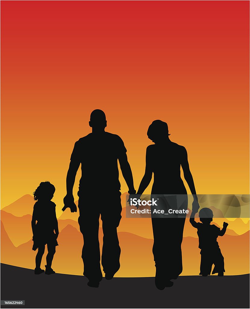 silhouette di vacanze in famiglia - arte vettoriale royalty-free di Famiglia