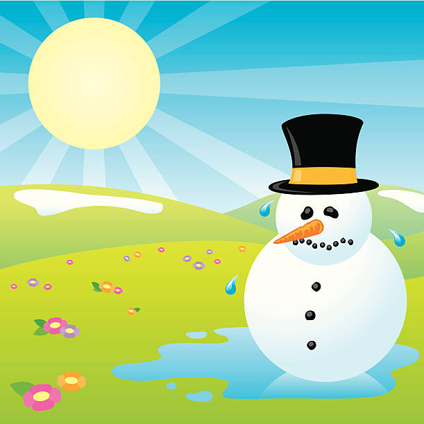 ilustraciones, imágenes clip art, dibujos animados e iconos de stock de metling muñeco de nieve - melting snowman winter spring